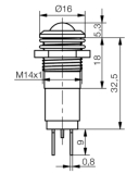 Signallampe LED rot 12...14V DC/AC 14.2mm